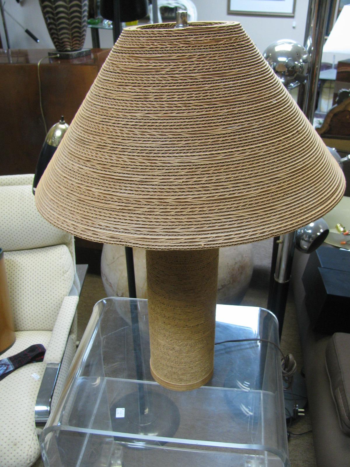 Late 20th Century Mid-Century Modern Gregory Van Pelt Corragated Cardboard Lamp with Shade