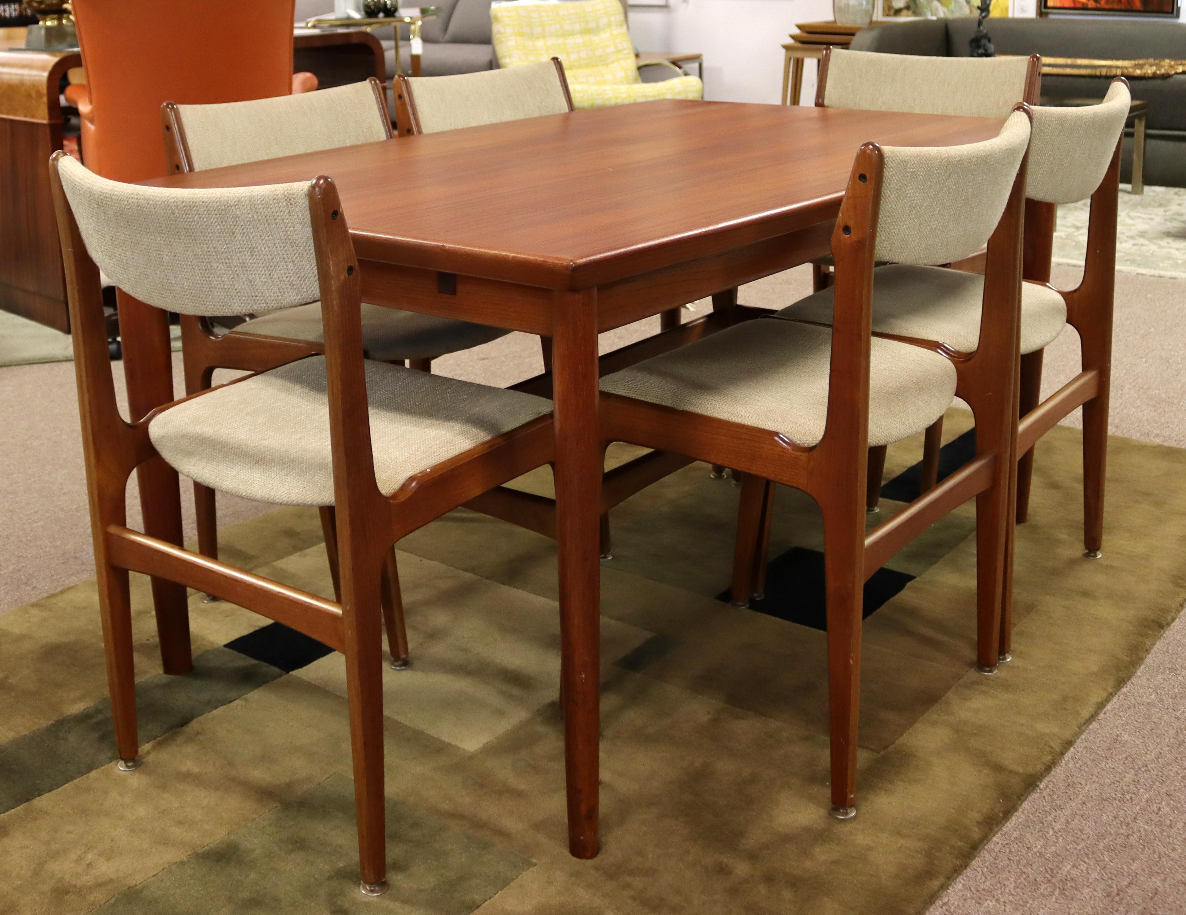 Mid-Century Modern Grete Jalk Danish Teak Extendable Dining Table & 6 Chairs In Good Condition In Keego Harbor, MI