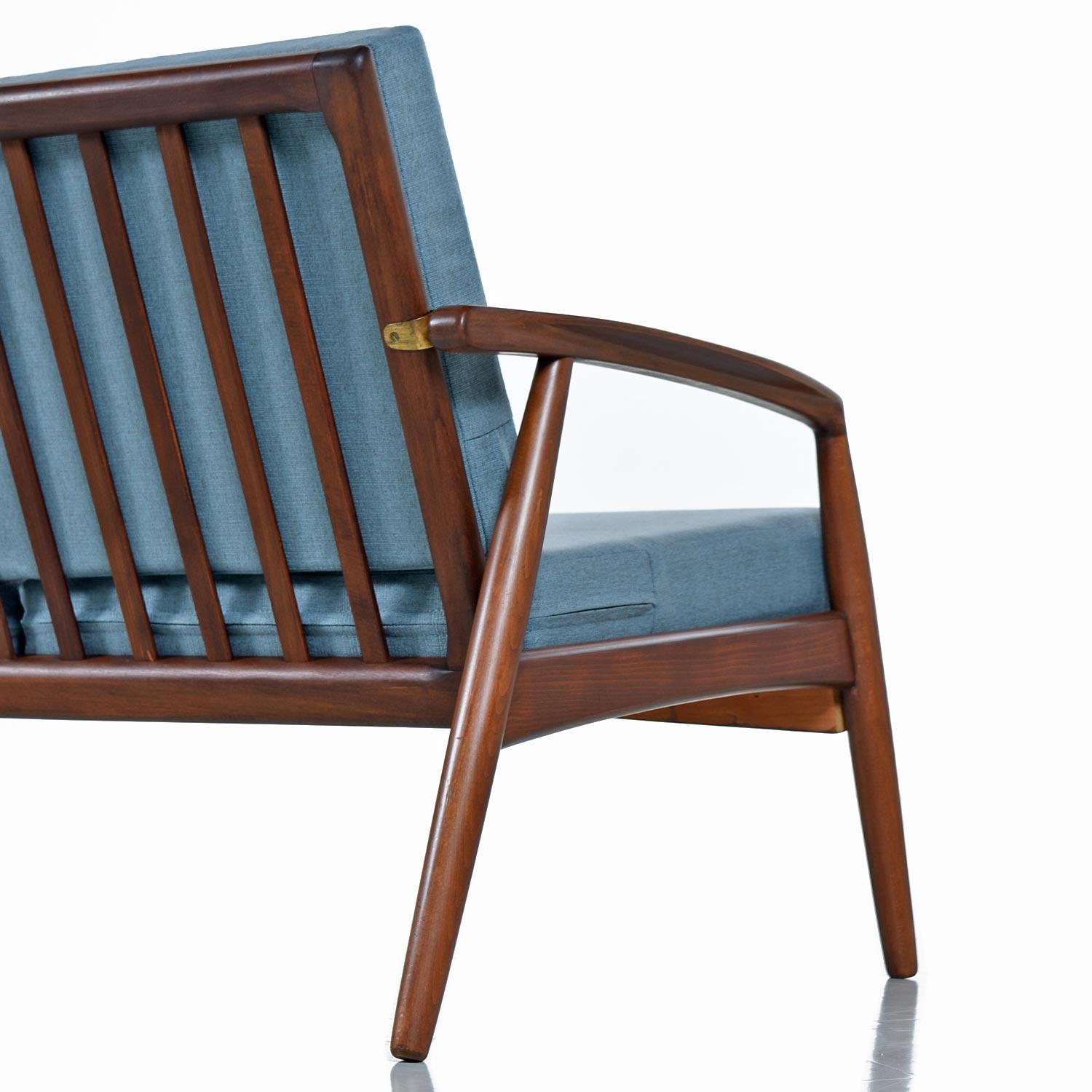 Mid-Century Modern Grete Jalk Style Three-Seat Walnut Frame Sofa Couch 5