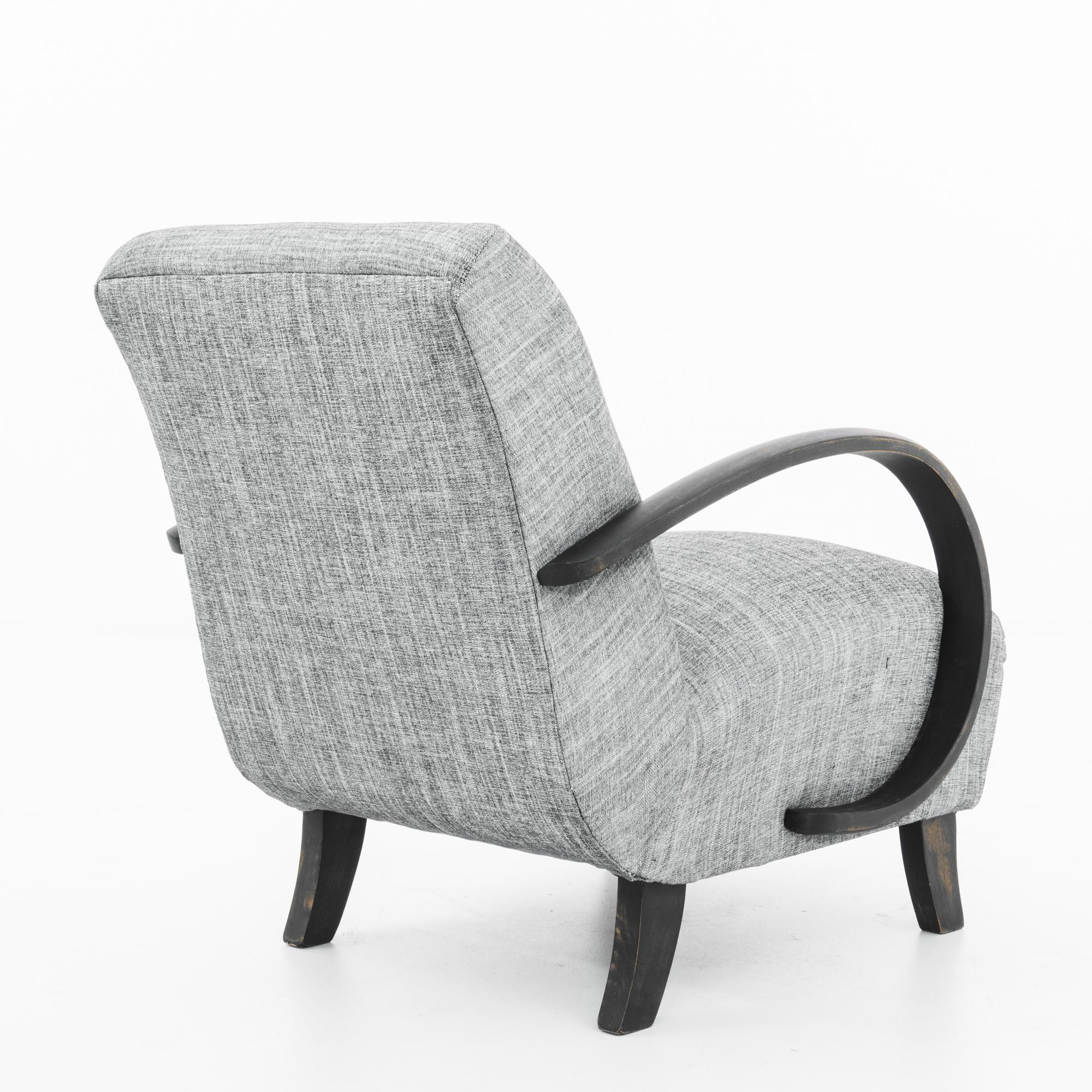 Mid-Century Modern Grey Armchair by J. Halabala  In Good Condition In High Point, NC