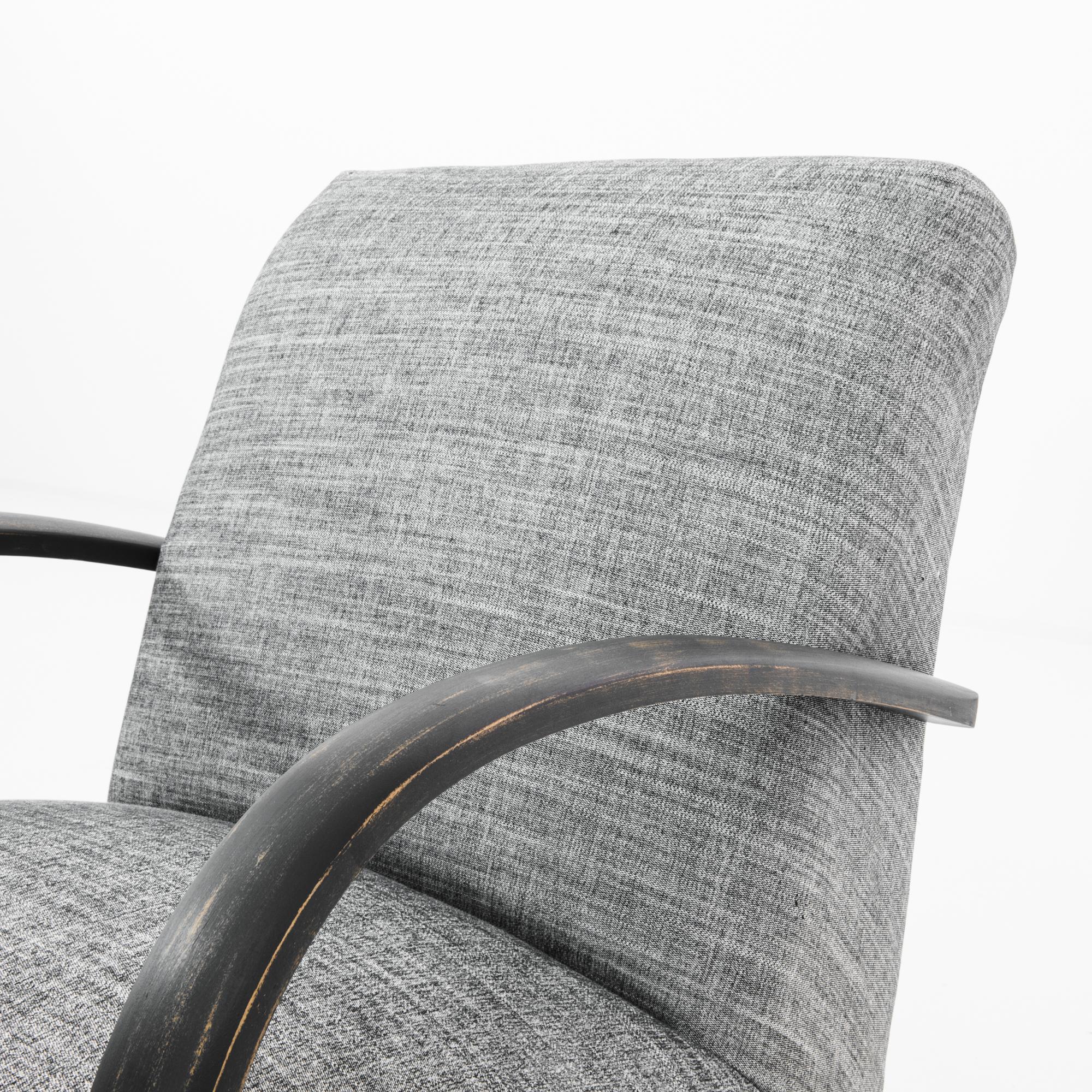 Fabric Mid-Century Modern Grey Armchair by J. Halabala 