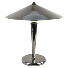 Mid-Century Modern Grey Chromed Table Lamp With Brass Sphere, Italy ca. 1970