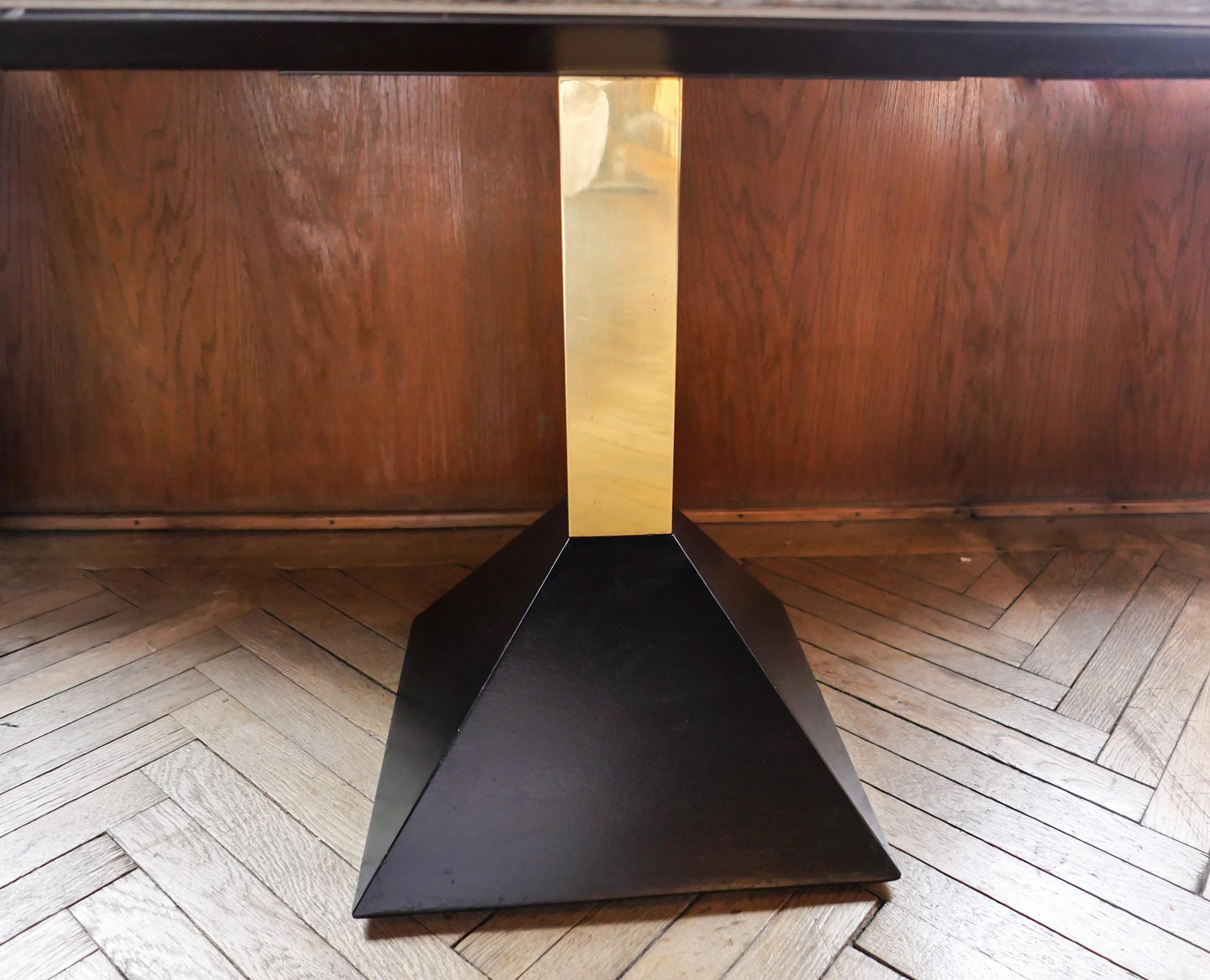 Mid-Century Modern Grey Granite Brass Side Table, Italy, 1970s 5