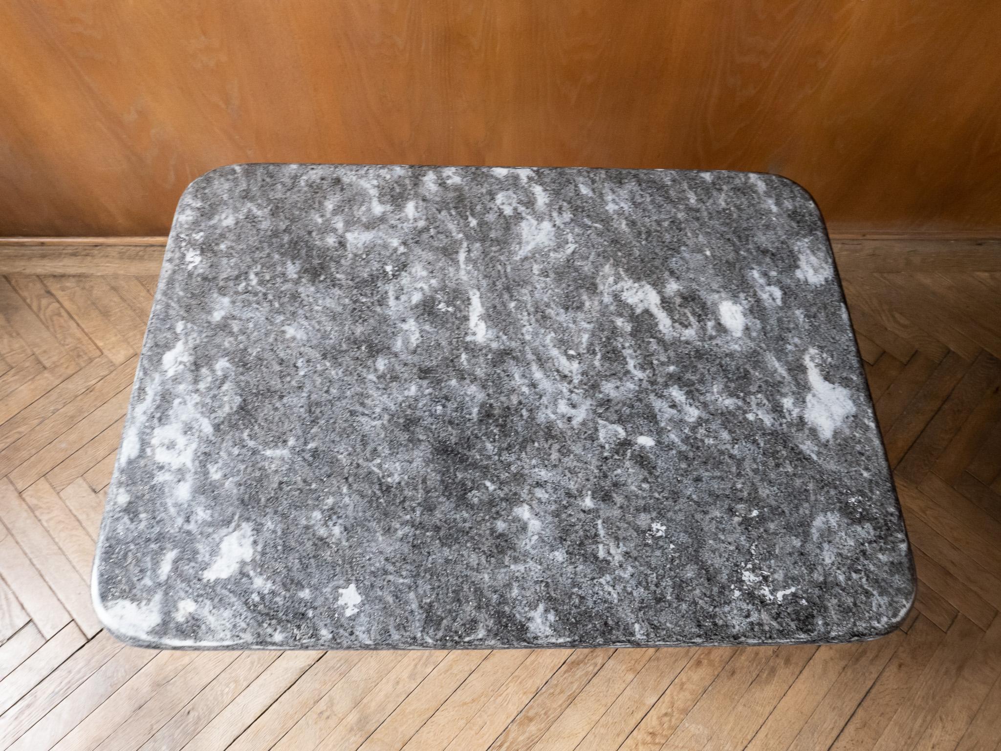 Late 20th Century Mid-Century Modern Grey Granite Brass Side Table, Italy, 1970s