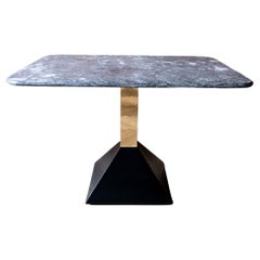 Mid-Century Modern Grey Granite Brass Side Table, Italy, 1970s