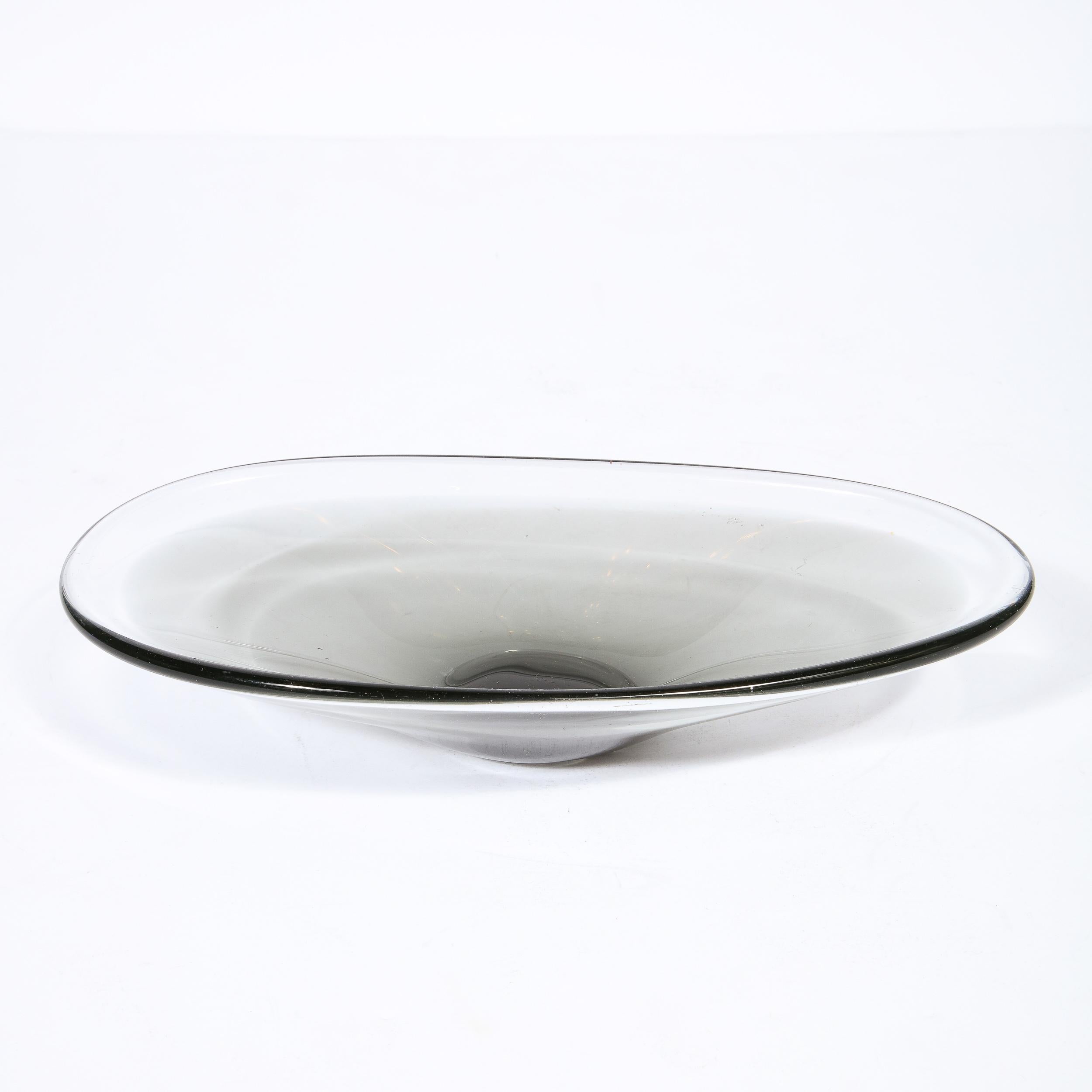 Swedish Mid-Century Modern Grey Holmegaard Art Glass Bowl