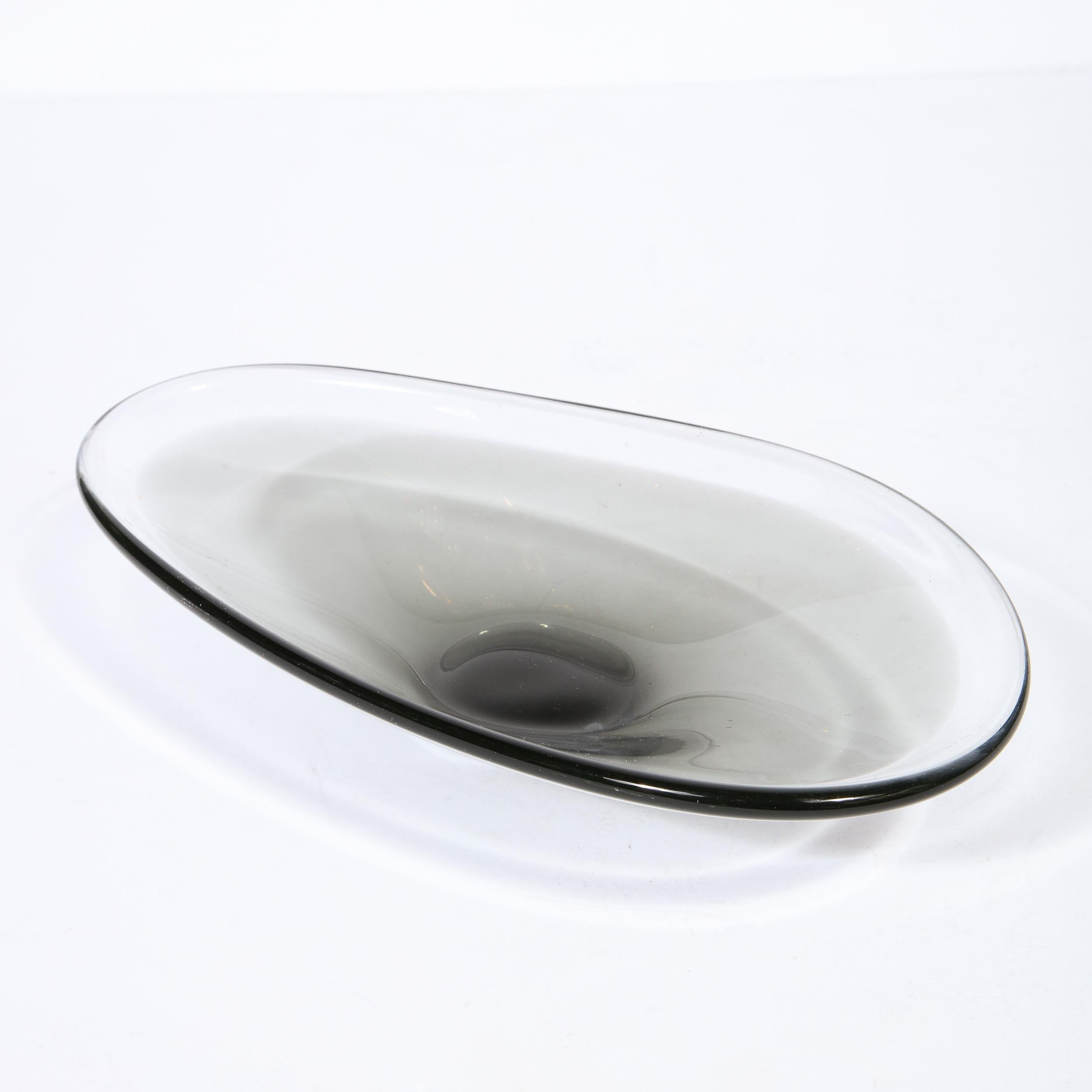 Smoked Glass Mid-Century Modern Grey Holmegaard Art Glass Bowl