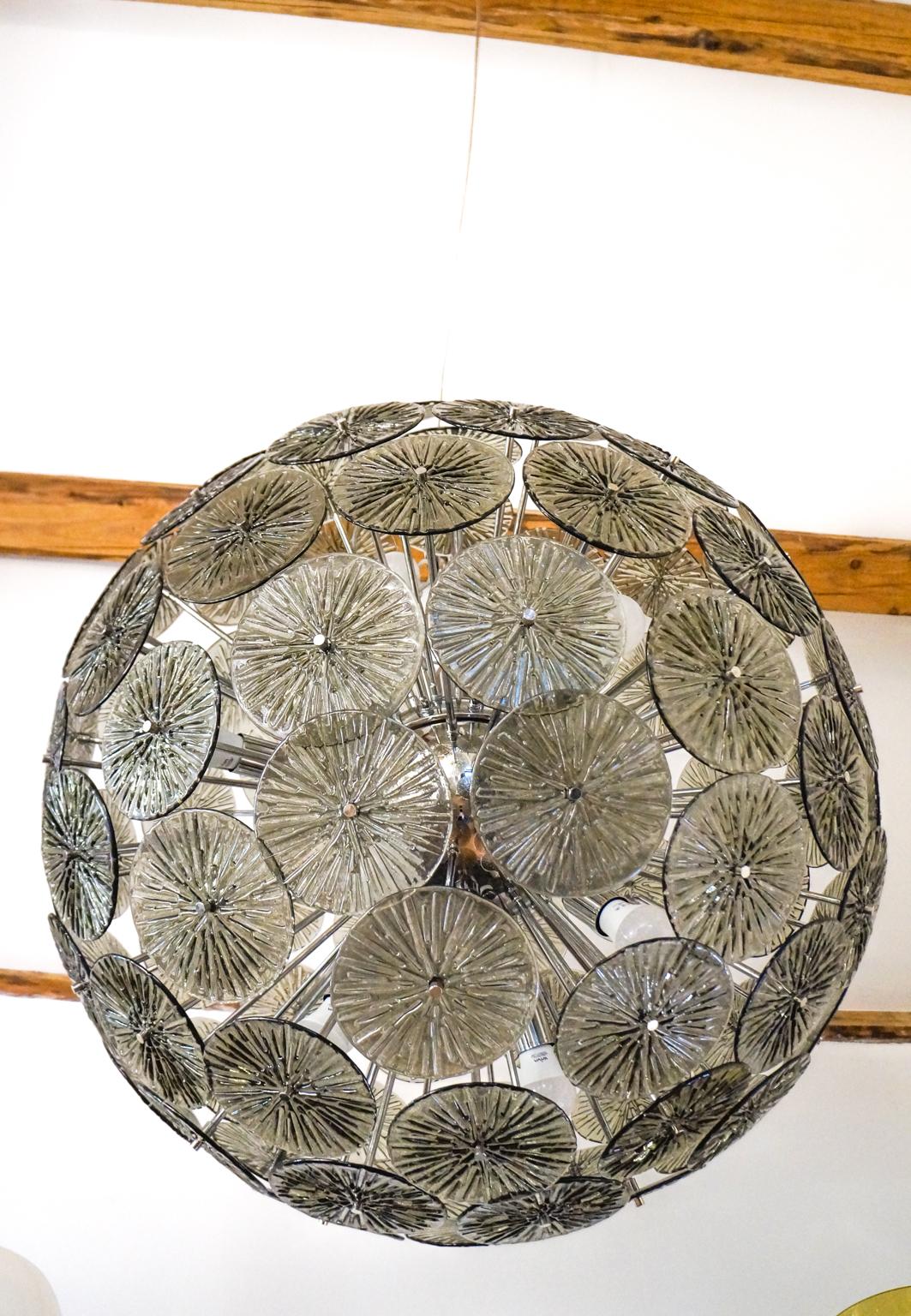 Moderner Dischi-Lüster aus grauem Muranoglas von Alberto Donà aus der Jahrhundertmitte:: 1990er Jahre (Italienisch) im Angebot