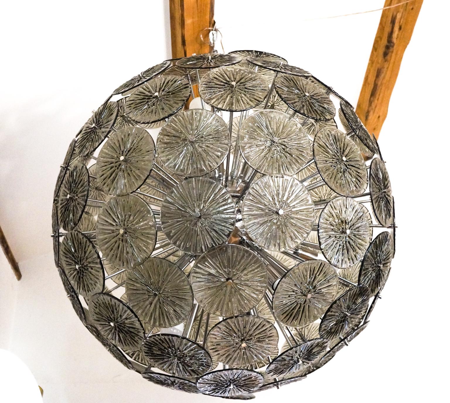 Moderner Dischi-Lüster aus grauem Muranoglas von Alberto Donà aus der Jahrhundertmitte:: 1990er Jahre (Ende des 20. Jahrhunderts) im Angebot
