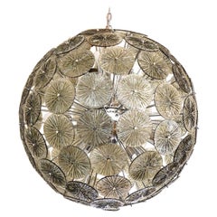 Lampadario Dischi grigio in vetro di Murano di Alberto Donà, anni Novanta, metà del secolo scorso