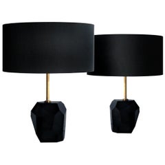 Mid-Century Modern Grey Pair of Murano Table Lamps, Italy, 1950