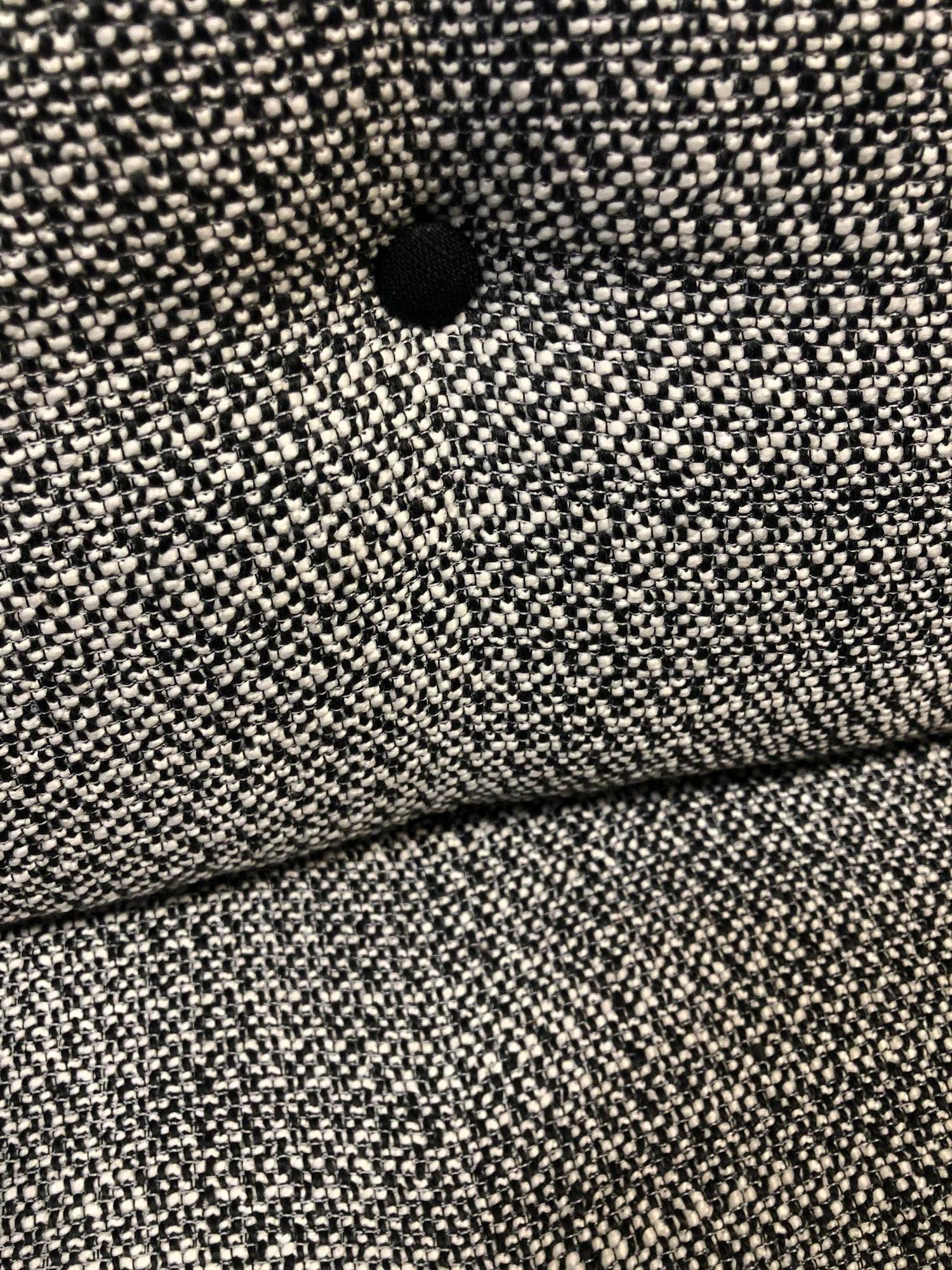 Fabric Mid Century Modern Grey Tweed and Walnut Pearsall Gondola Sofa