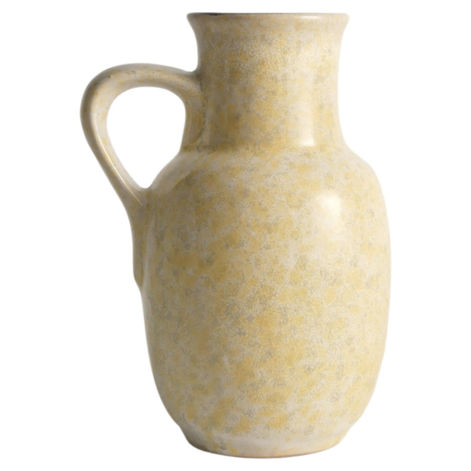 Mid-Century Modern Grey & Yellow Stoneware Vase with Handle by Strehla, Germany