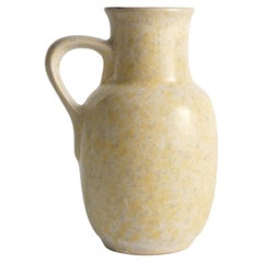 Vintage Mid-Century Modern Grey & Yellow Stoneware Vase with Handle by Strehla, Germany 