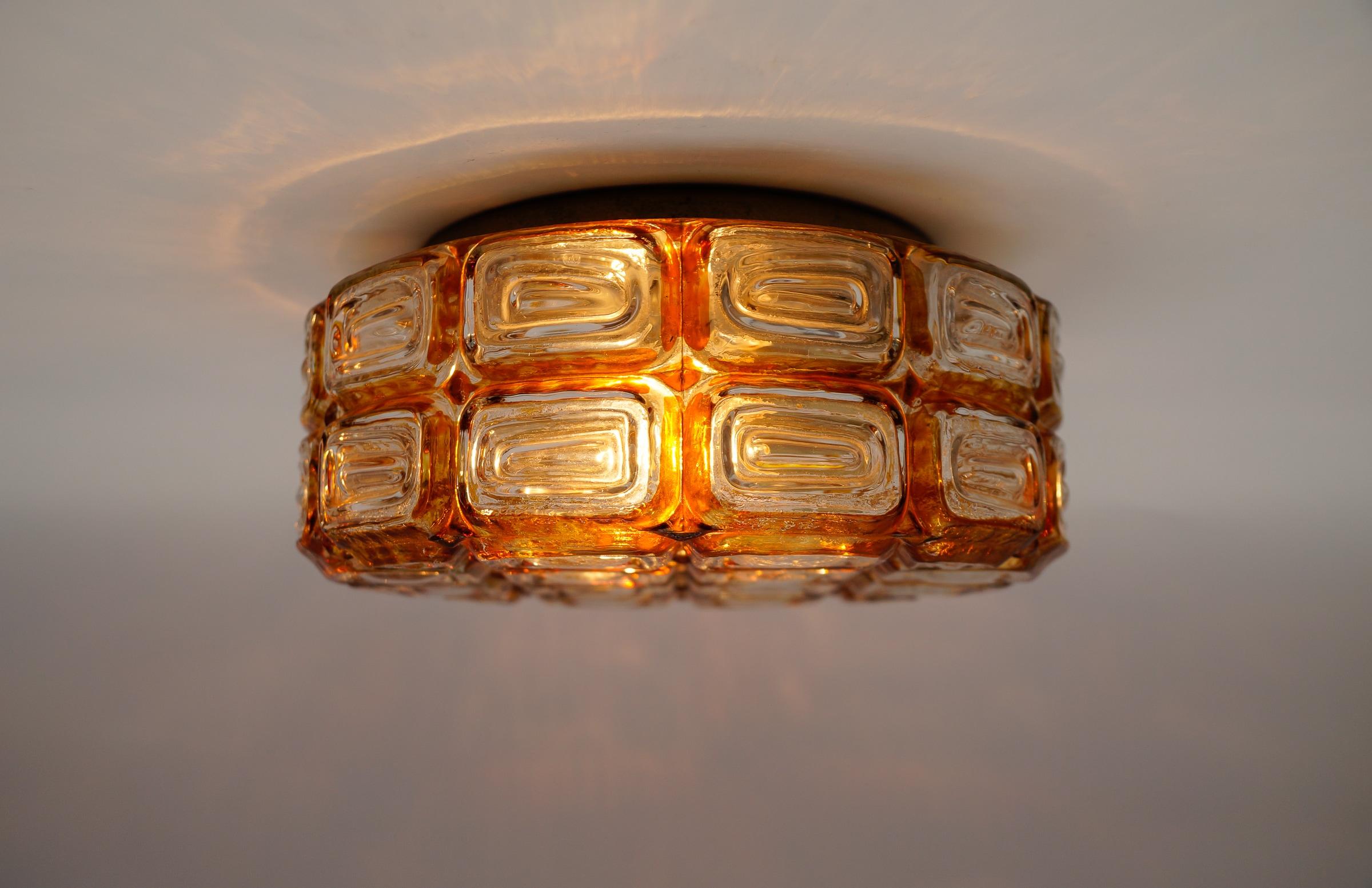 Mid-Century Modern Grid Glass Flush Mount, Deutschland 1960er Jahre im Zustand „Gut“ im Angebot in Nürnberg, Bayern