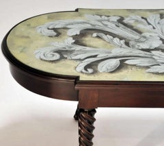 Mesa Cocktail Moderna De Mitad De Siglo Grosfeld House Con Tapa De Cristal Eglomise