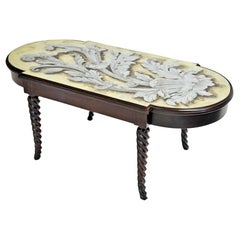 Mid Century Modern Grosfeld House Cocktail Table With Eglomise Glass Top