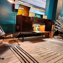 Mid-Century Modern Grundig stereo console bar record player speakers eames