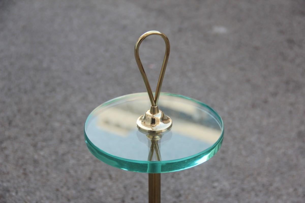 Mid-Century Modern Guéridon brass green marble and glass Italian design, small delicate and very elegant.