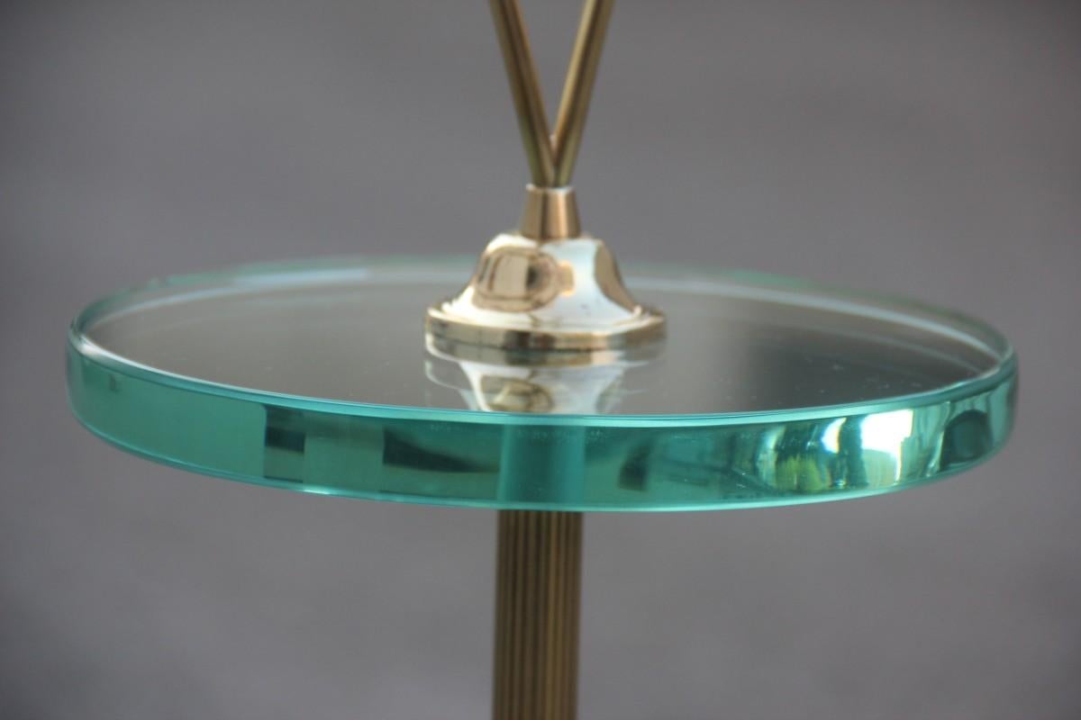 Art Glass Mid-Century Modern Guéridon Brass Green Marble and Glass Italian Design