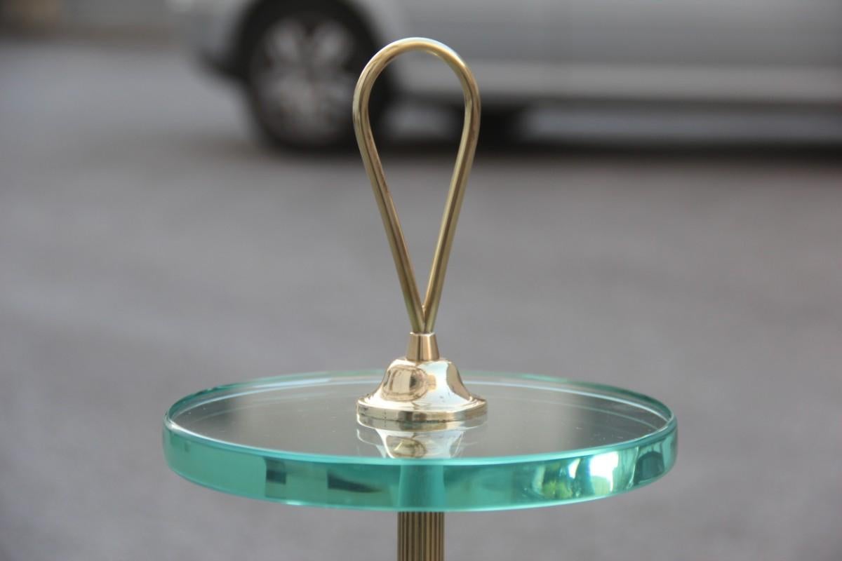 Mid-Century Modern Guéridon Brass Green Marble and Glass Italian Design 1