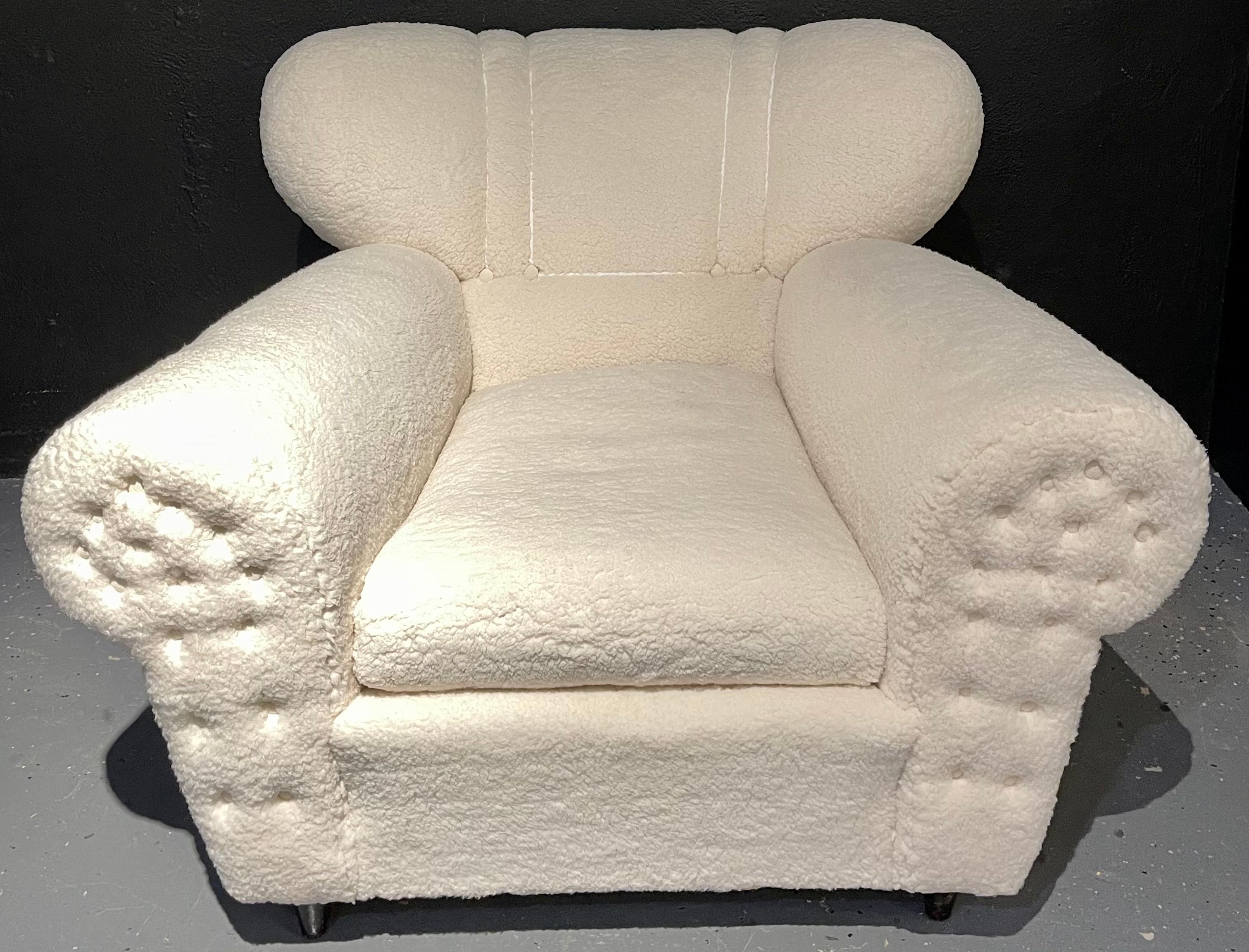 Mid-Century Modern Guglielmo Ulrich Lounge Chairs a Pair, Plush Sherpa Design 1
