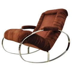 Chaise à bascule Milo Baughman en chrome et laiton Guido Faleschini Mid Century Modernity