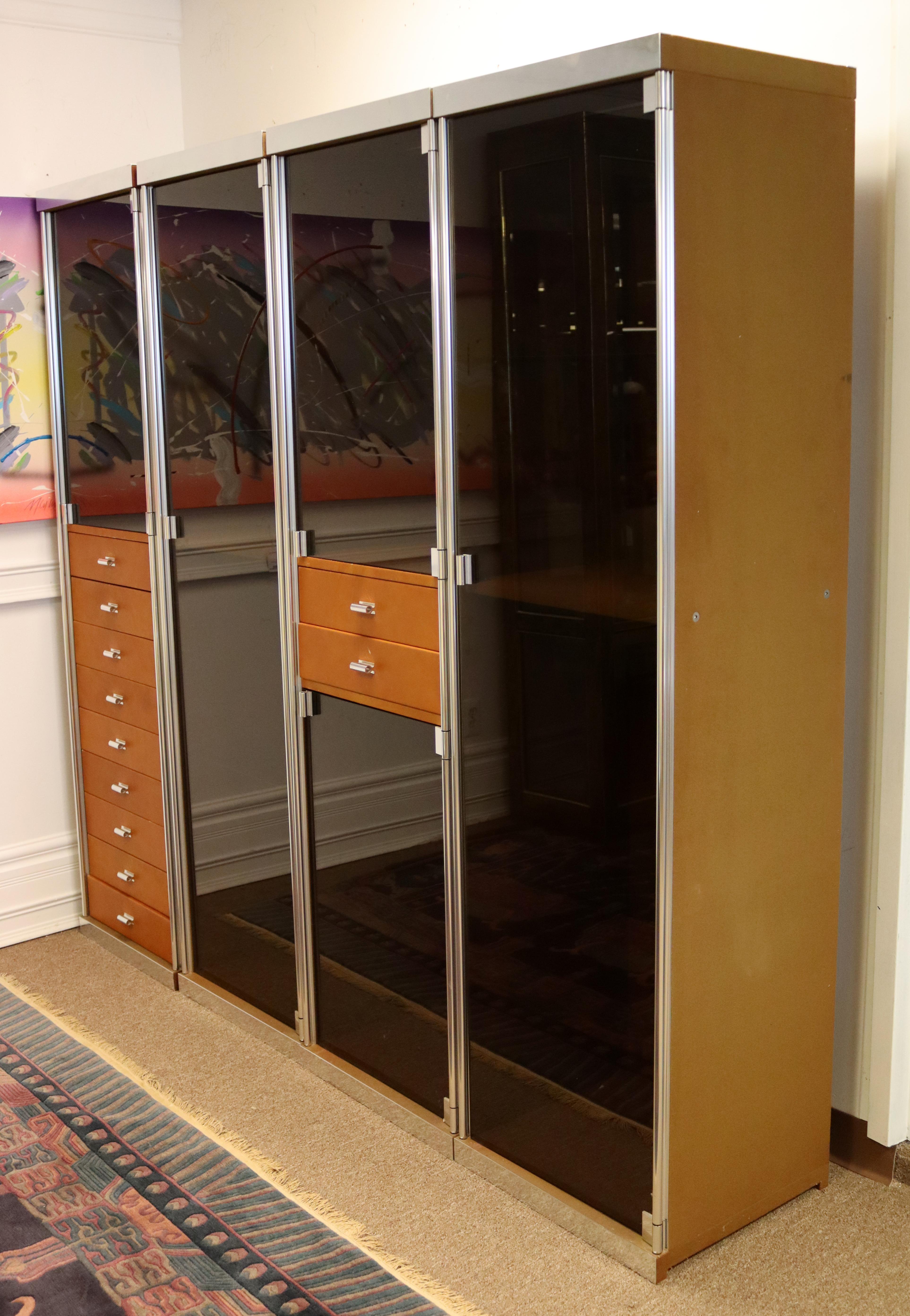 Mid-Century Modern Guido Faleschini Pace Mariani Set 4 Wardrobes Cabinets 1970s In Good Condition In Keego Harbor, MI