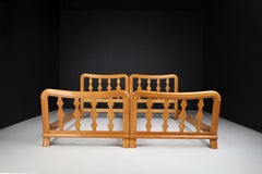 Mid-Century Modern Guillerme & Chambron Bed Frames in Blond Oak, France 1960s