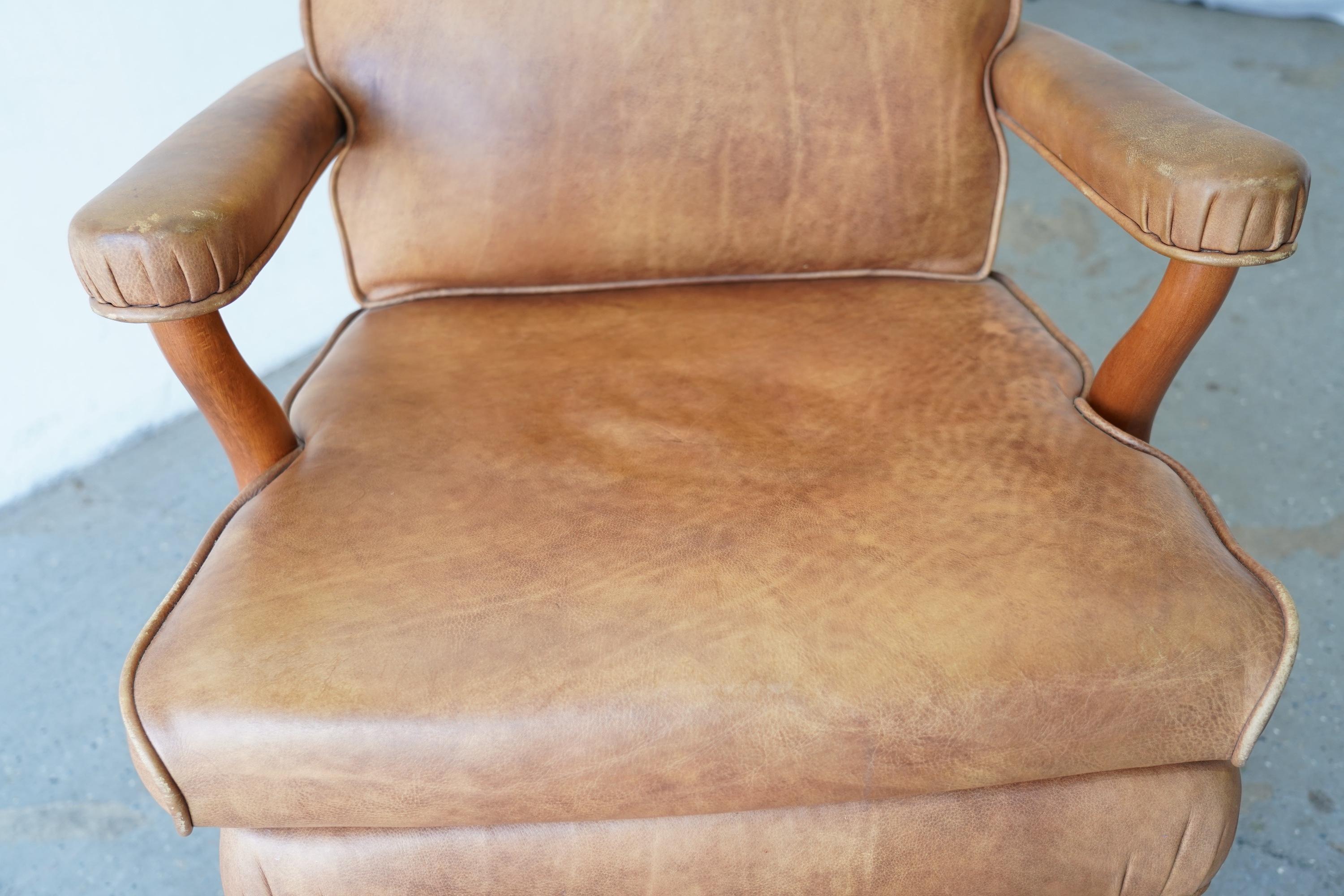 Americano Sedia direzionale Gunlocke di metà secolo in pelle originale, USA, anni '60 in vendita