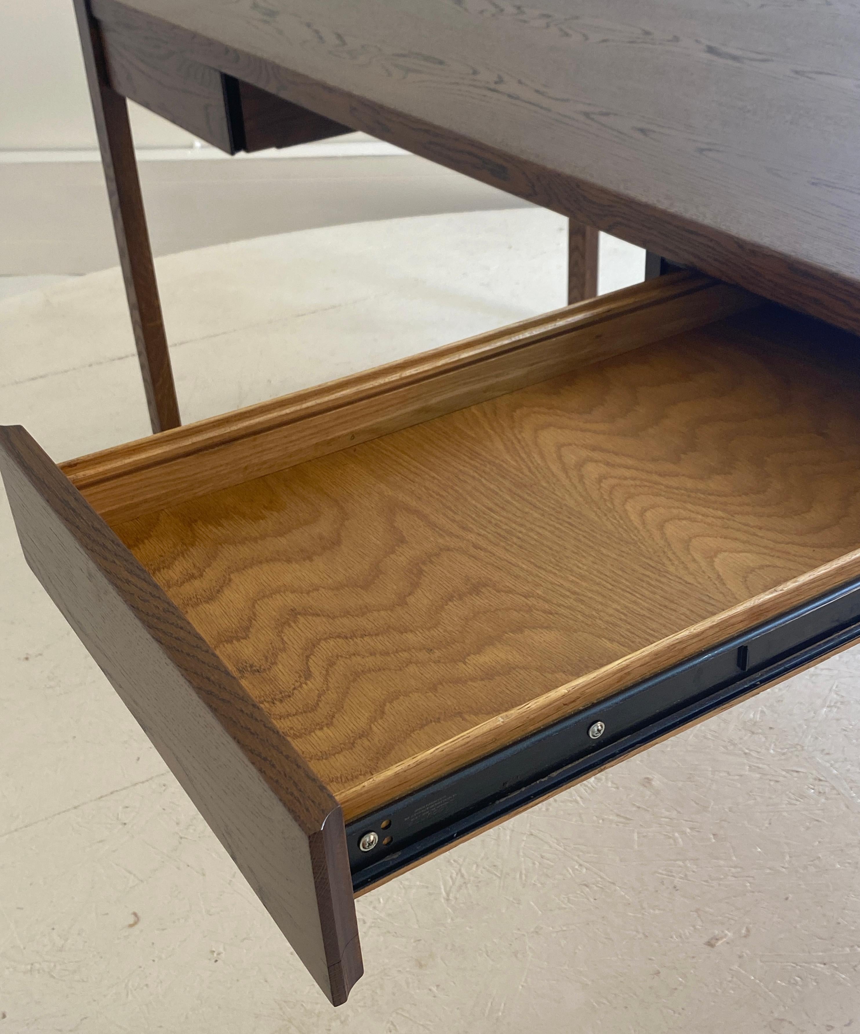 Mid-Century Modern Gunlocke Executive Oak Desk Parsons Style 2