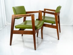 Mid Century Modern Gunlocke Walnut Armchairs - Pair