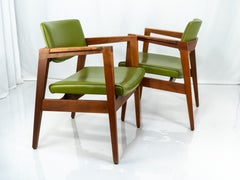 Mid Century Modern Gunlocke Walnut Armchairs - Pair