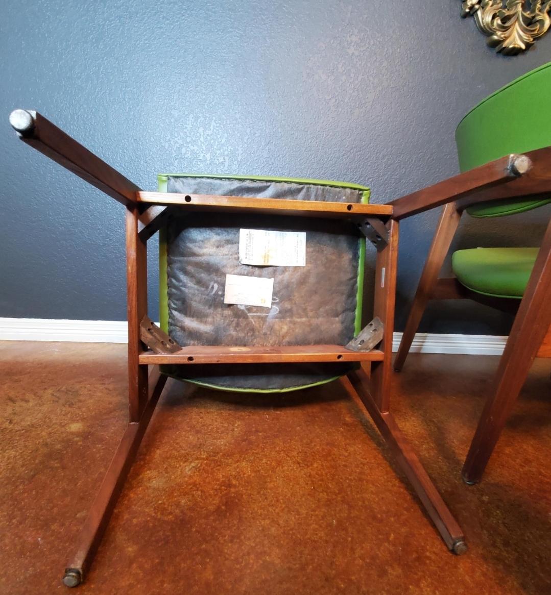 Textile Mid Century Modern Gunlocke Walnut Armchairs - Set of 3 For Sale