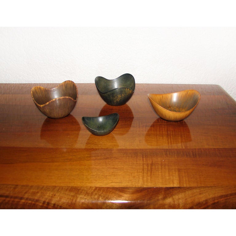 Glazed Mid-Century Modern Gunnar Nylund Ceramic Bowls Rörstrand, Sweden