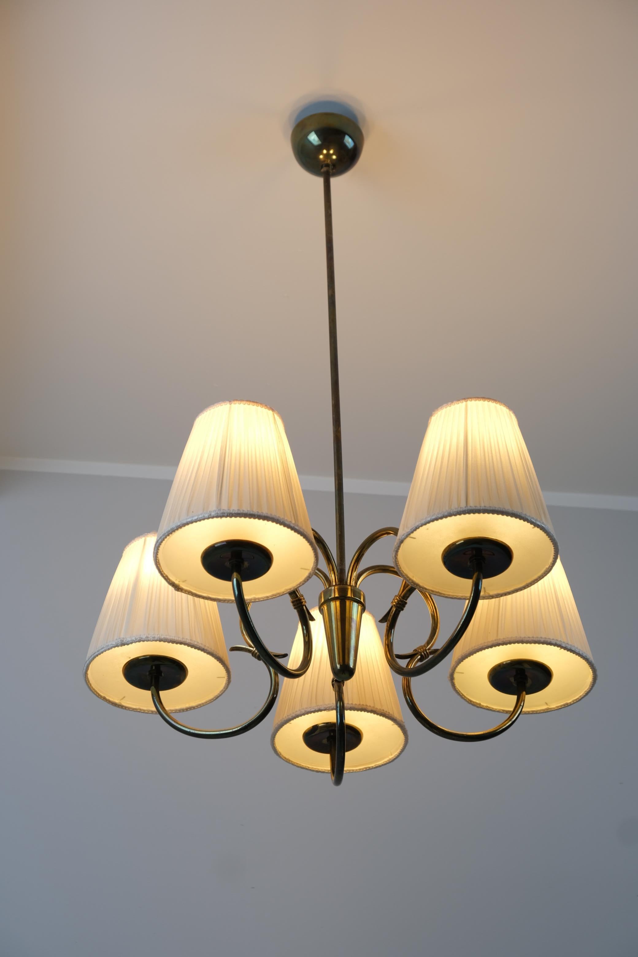 Finlandese Lampada da soffitto a cinque bracci Gunnel Nyman, modello 51132, Idman 1950s in vendita