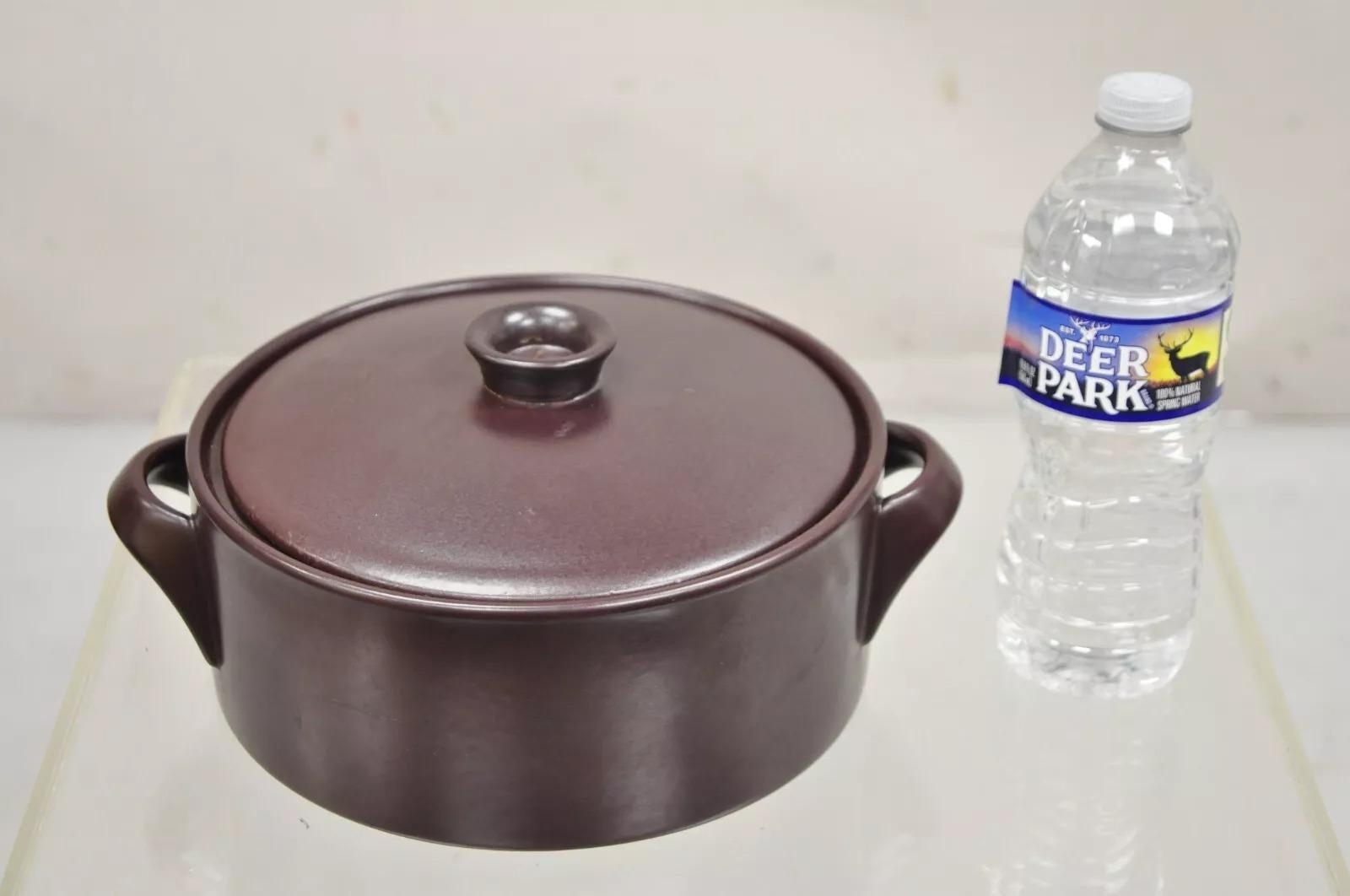 Pot couvert en grès brun Gustavsberg Flameldfast Terma Mid Century Modern #6 en vente 3