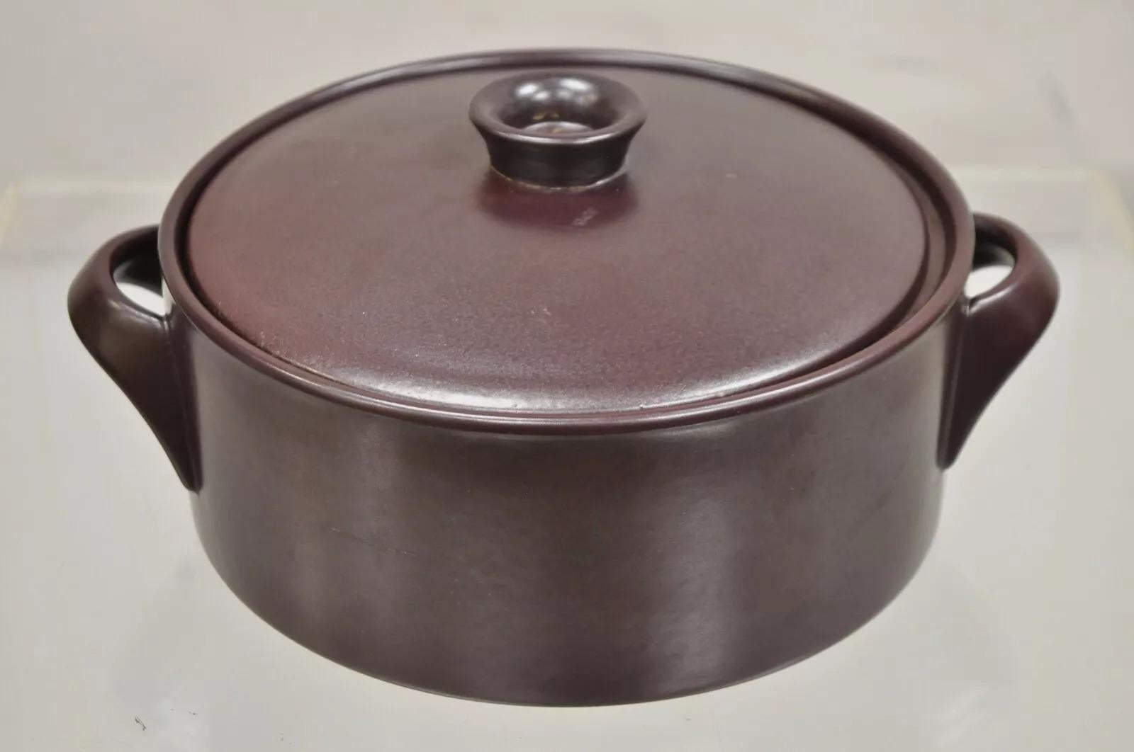 Pot couvert en grès brun Gustavsberg Flameldfast Terma Mid Century Modern #6 en vente 5