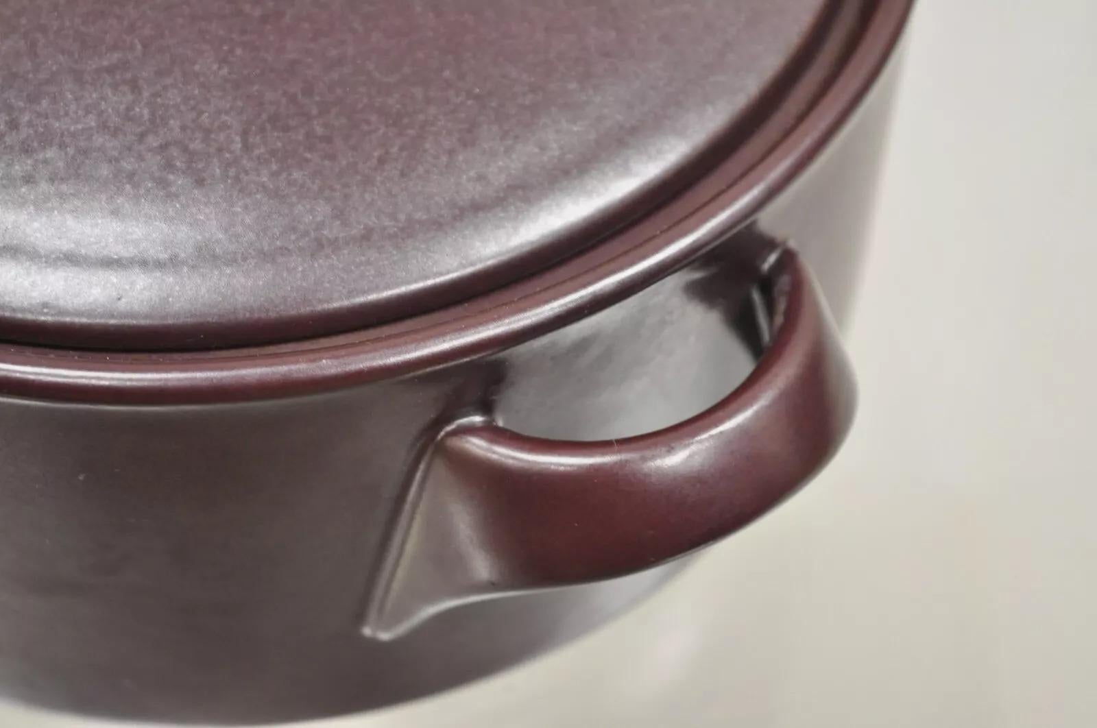 Pot couvert en grès brun Gustavsberg Flameldfast Terma Mid Century Modern #6 Bon état - En vente à Philadelphia, PA