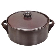 Pot couvert en grès brun Gustavsberg Flameldfast Terma Mid Century Modern #6
