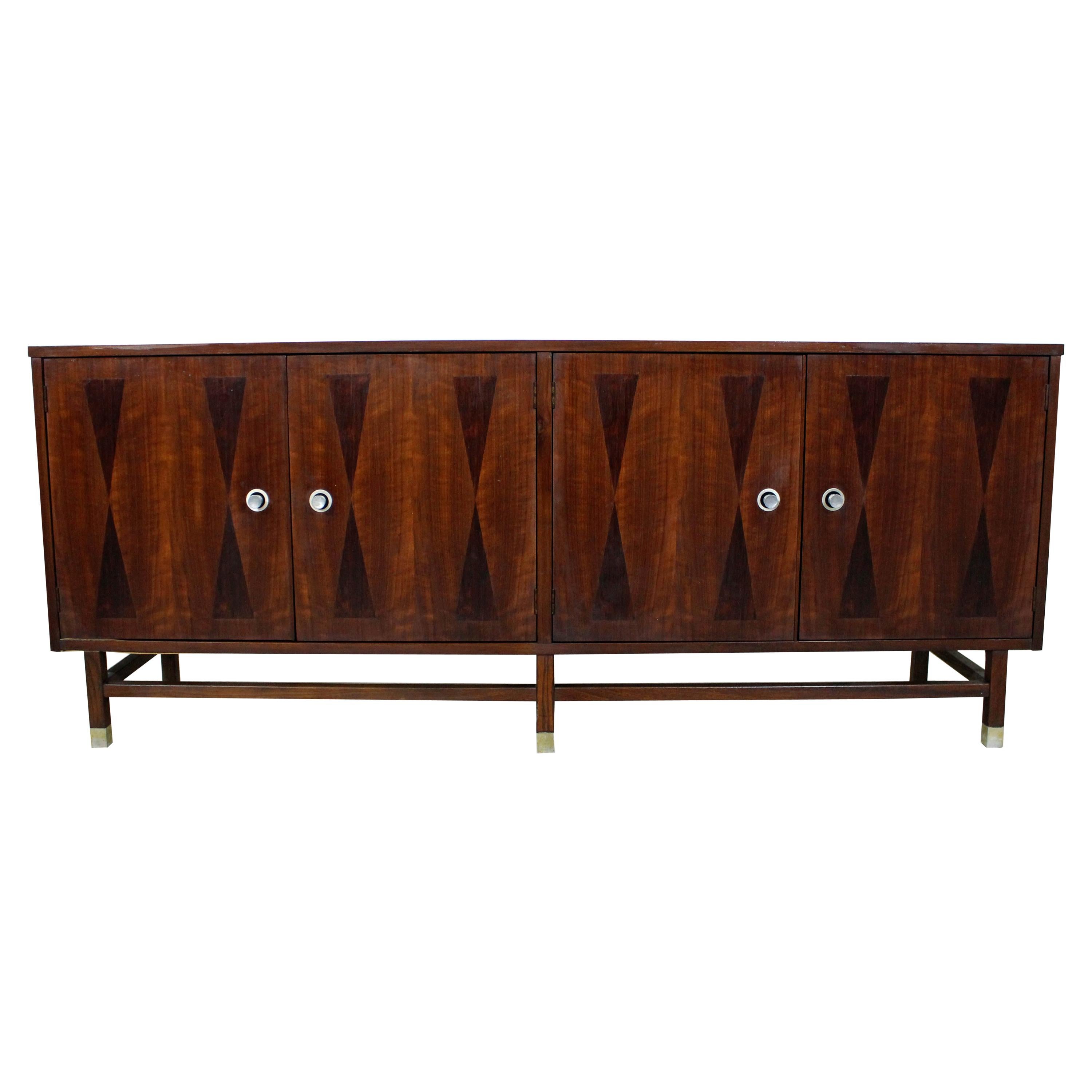 Mid-Century Modern H. Paul Browning Stanley Parquet Door Bow Tie Credenza