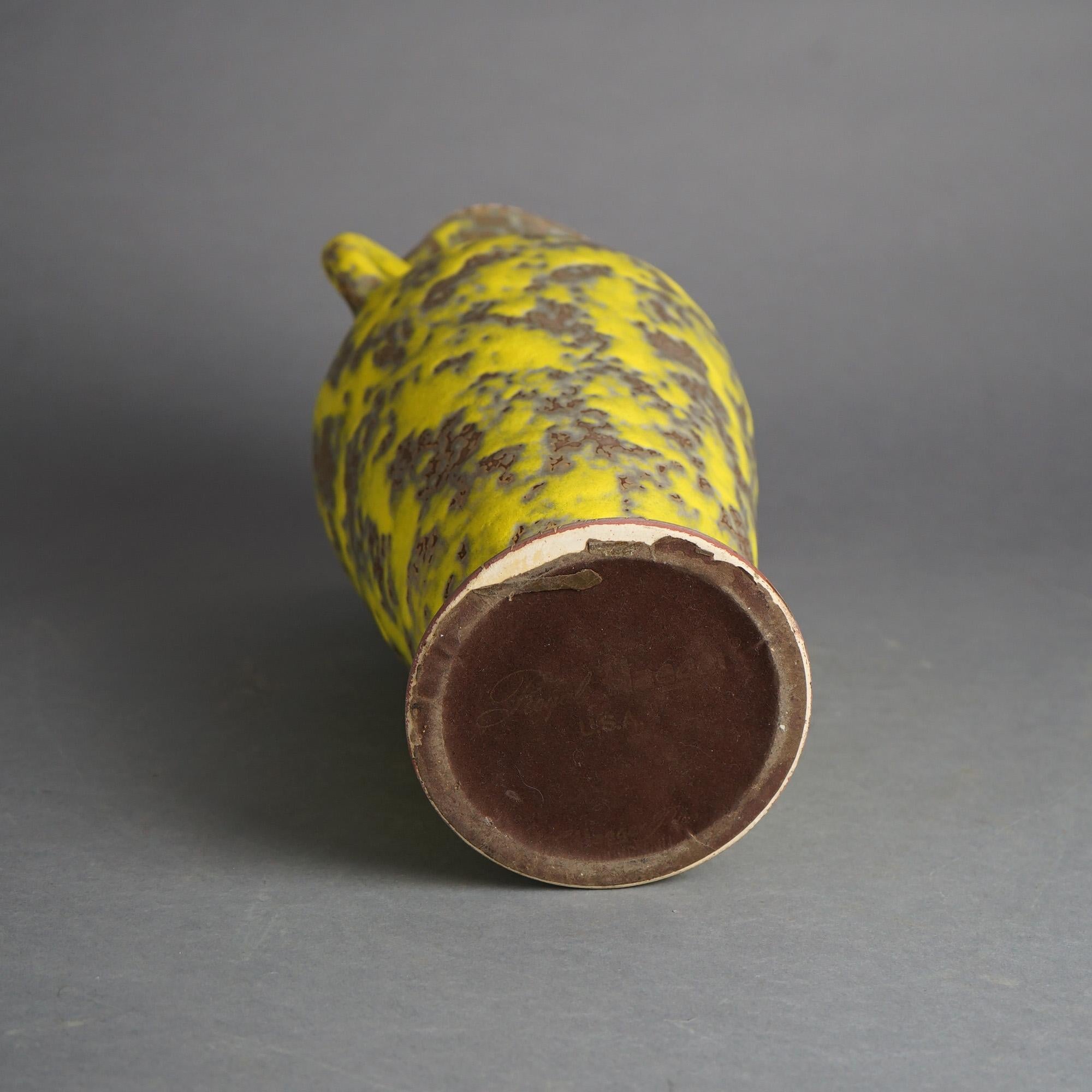 Mid Century Modern Haeger Lemon Peel Art Pottery Double Handle Vase 20thC 4