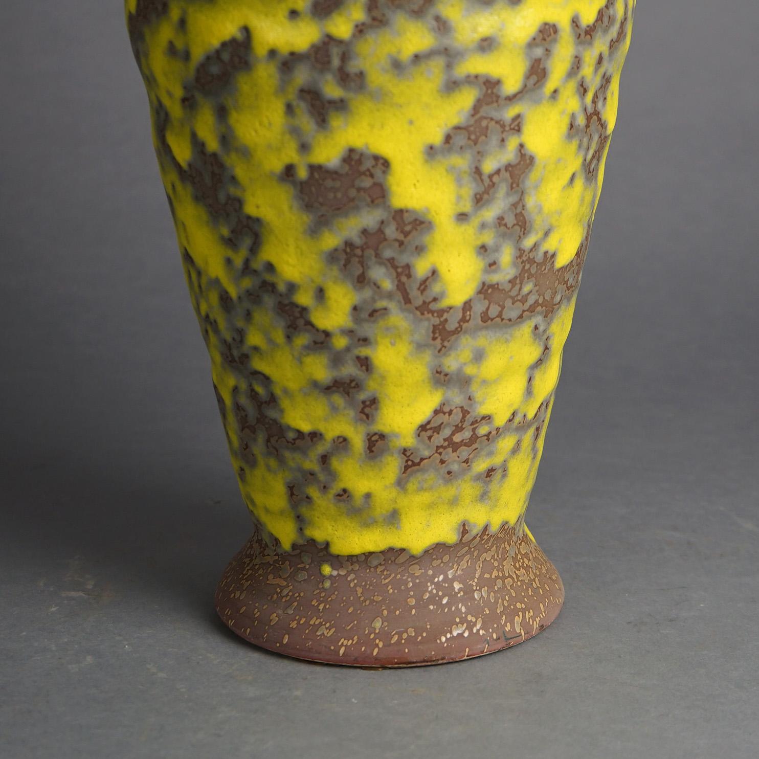 Mid-Century Modern Mid Century Modern Haeger Lemon Peel Art Pottery Double Handle Vase 20thC