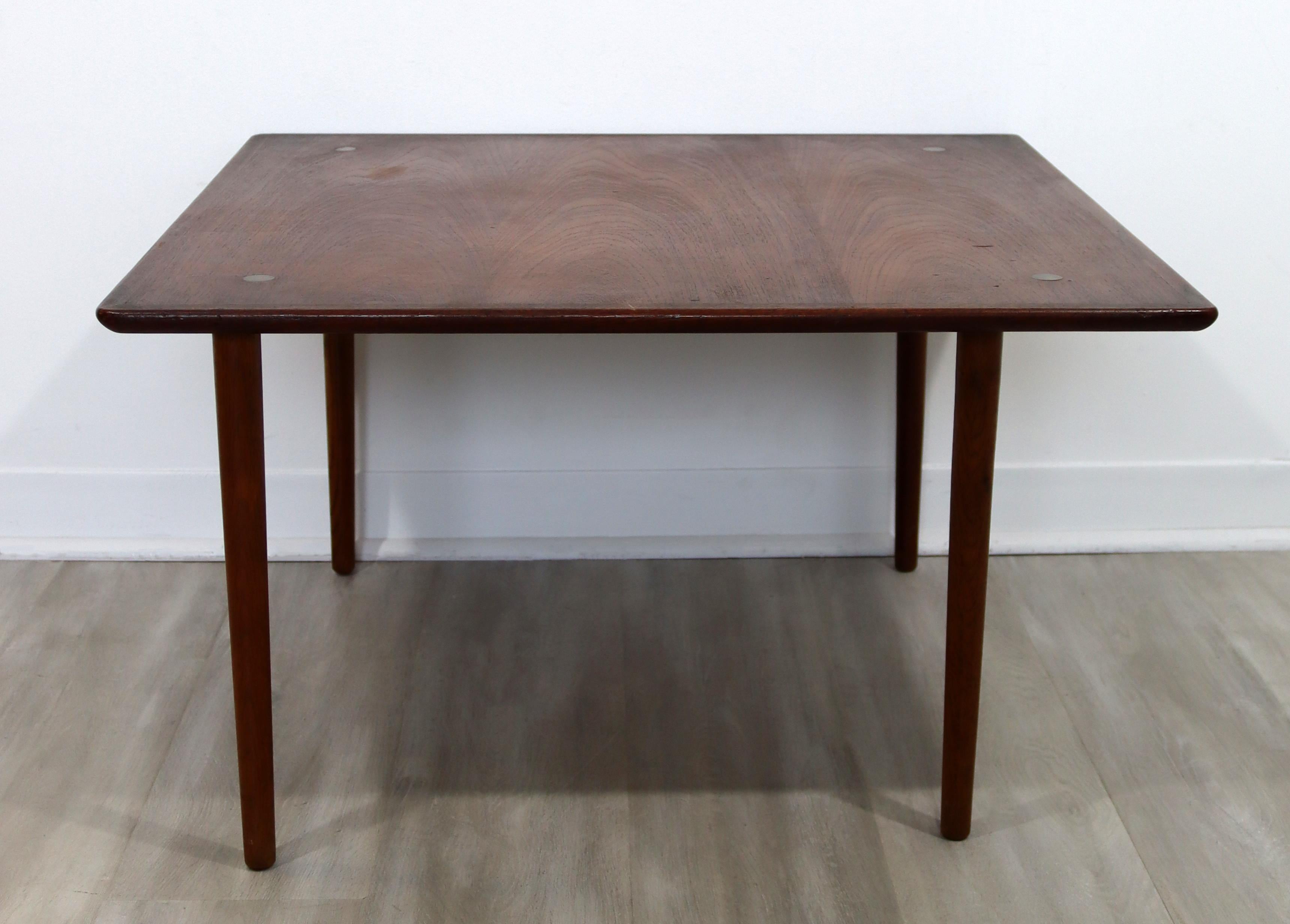 For your consideration is a terrific, square, teak side or end table, made in Denmark, by Hagen & Strandgaard, circa the 1960s. In good vintage condition. The dimensions are 30