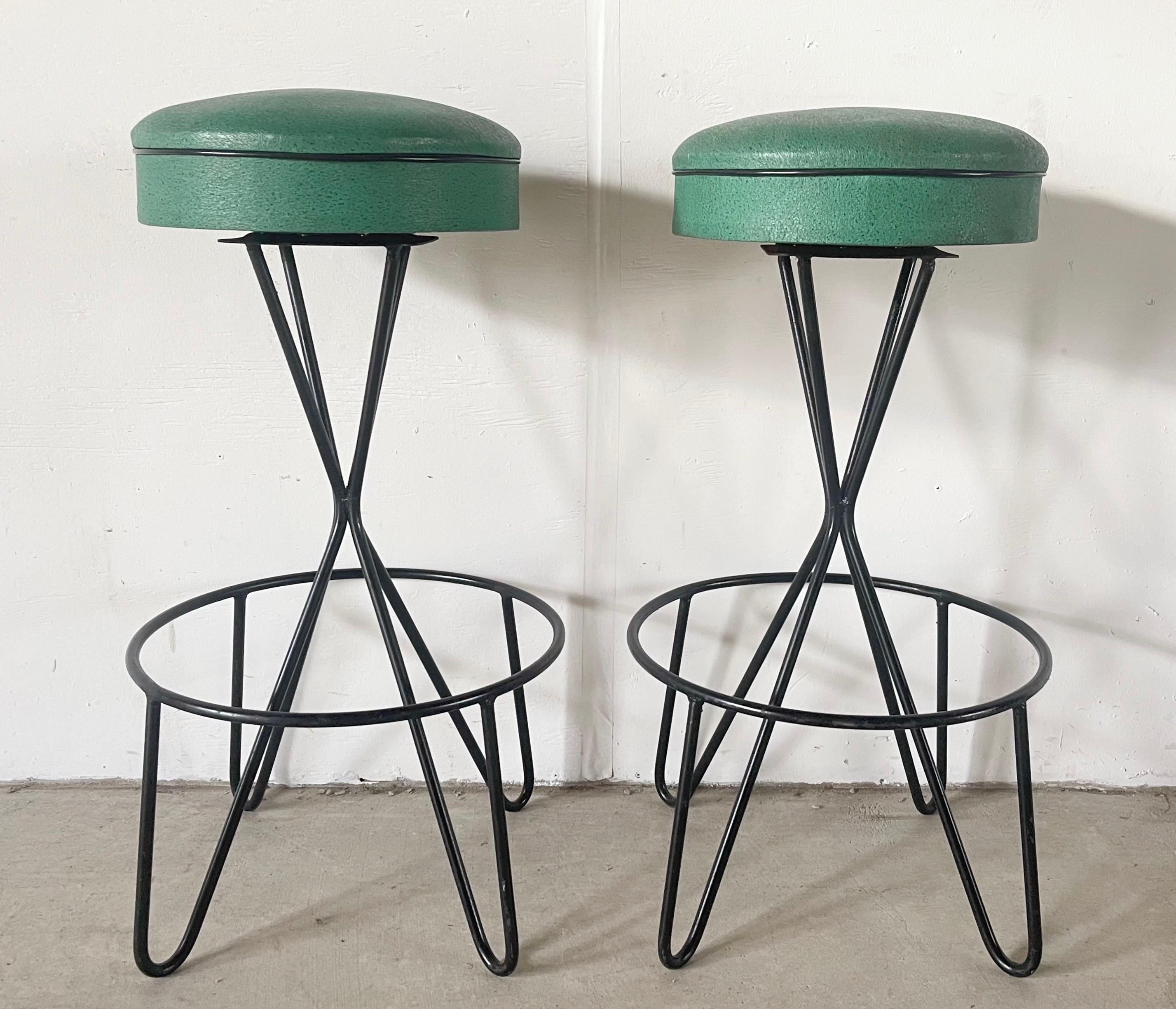 Mid-Century Modern Hairpin Leg Barstools, Set of Six 3