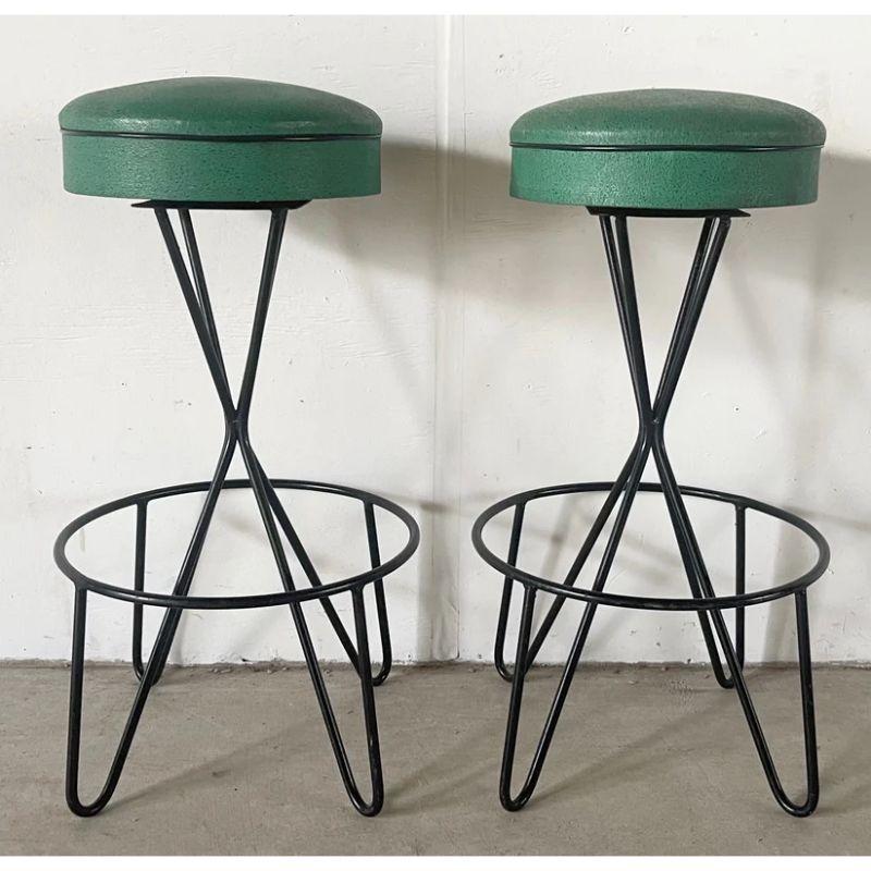 Other Mid-Century Modern Hairpin Leg Barstools, Set of Six