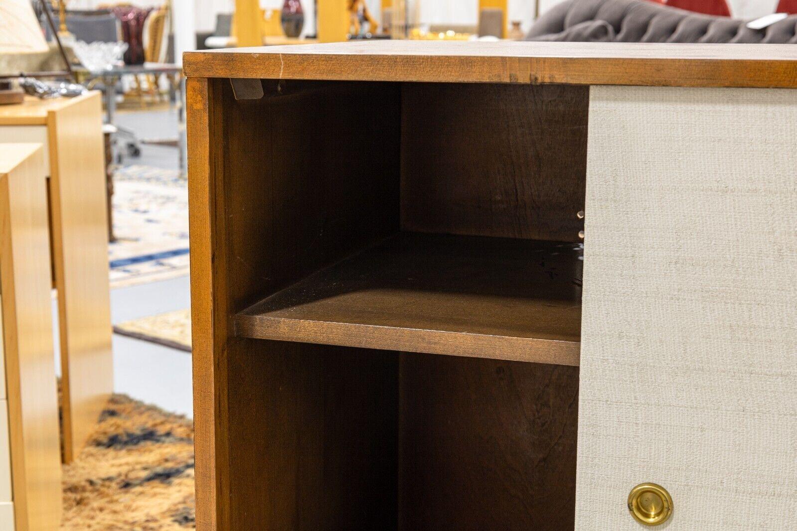 Wood Mid Century Modern Hairpin Leg Sliding Door Cabinet For Sale