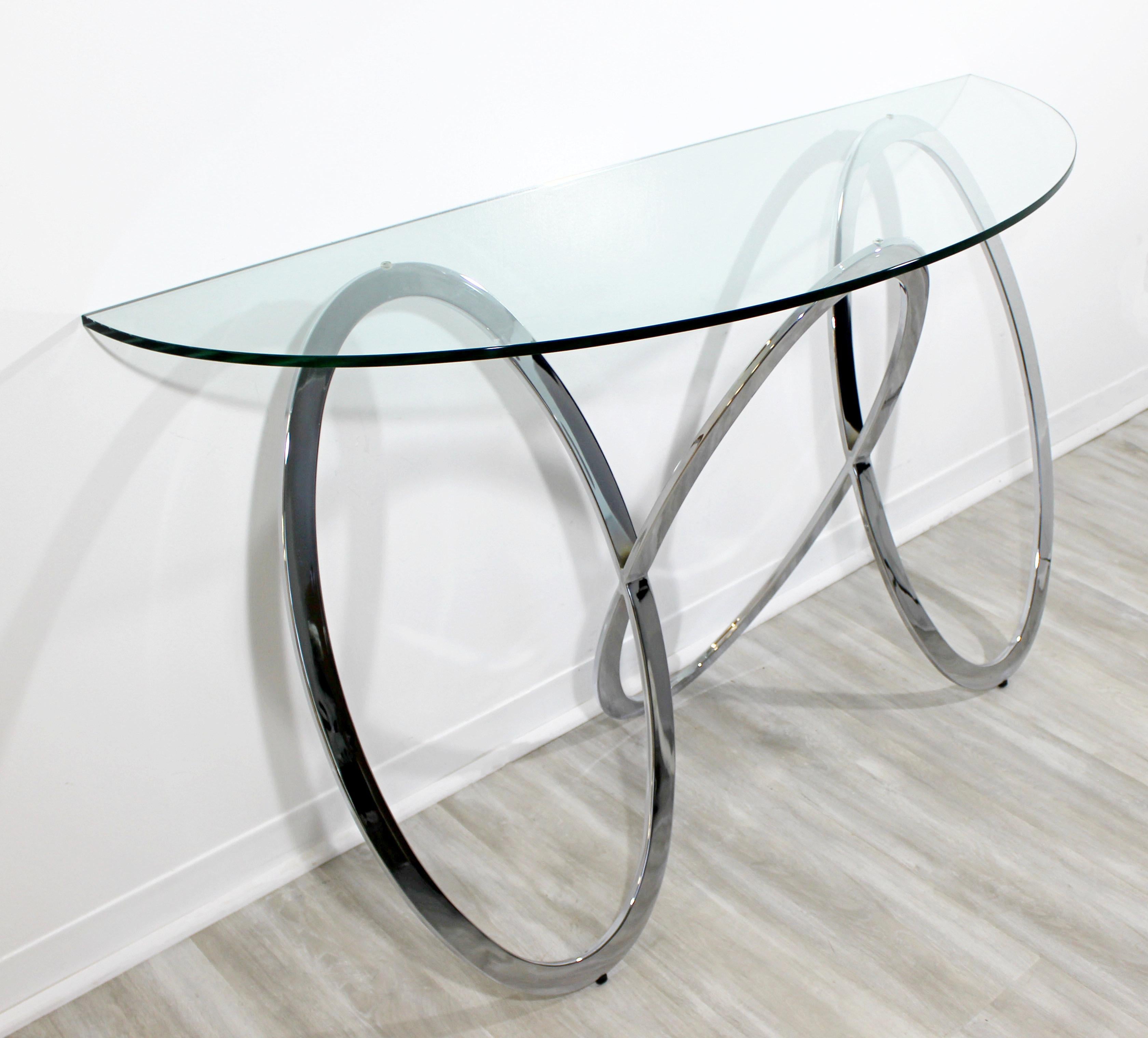 half moon glass console table