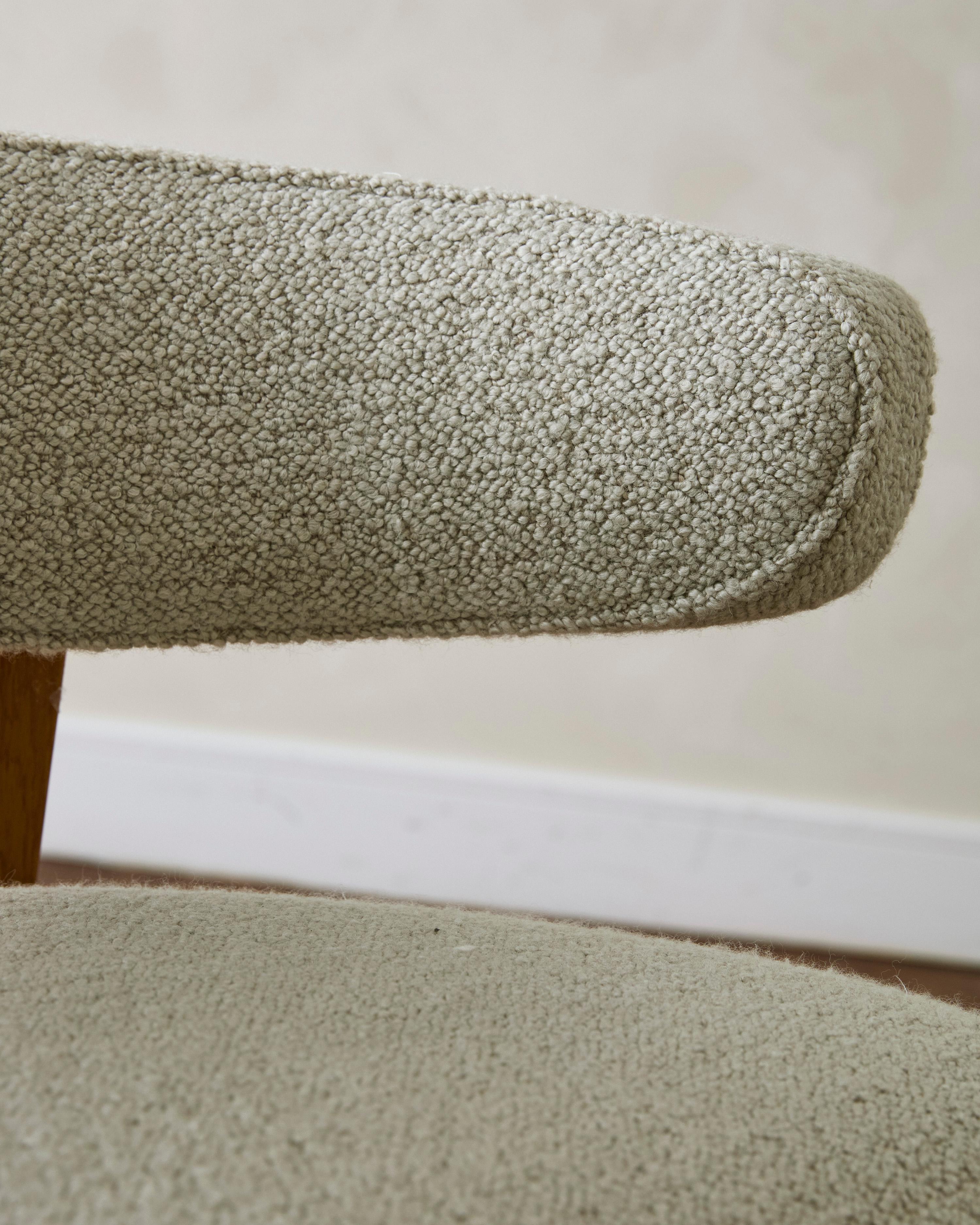 Wool Mid Century Modern Half Moon Side Chair For Sale