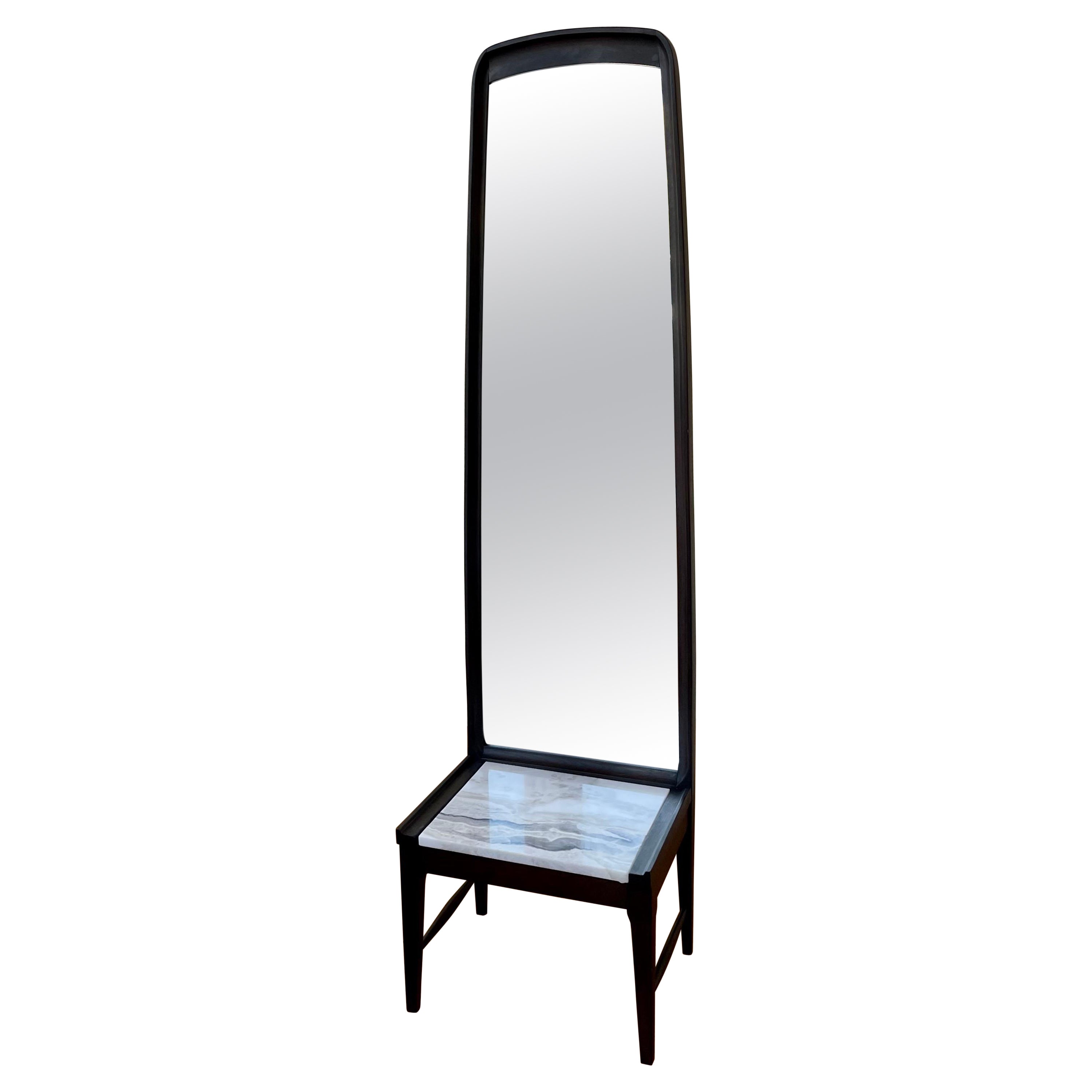 Miroir d'arbre d'entrée et marbre moderne du milieu du siècle dernier